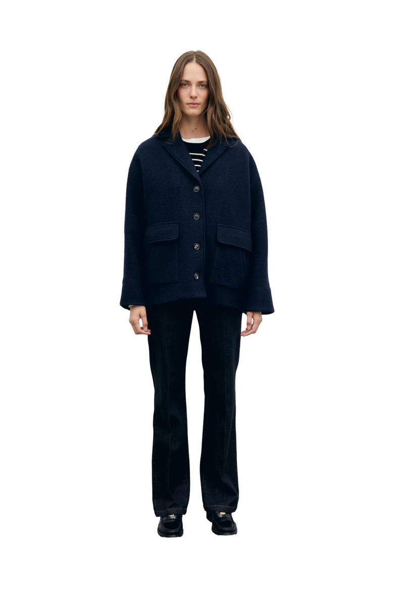 Oversized Luxe Texture Coat, Main, color, Navy Blue