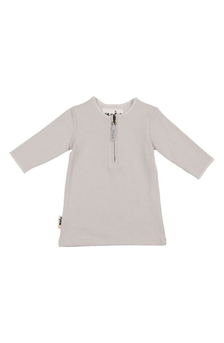 Manière Kids' Microgrid Long Sleeve Zip Top, Main, color, Grey