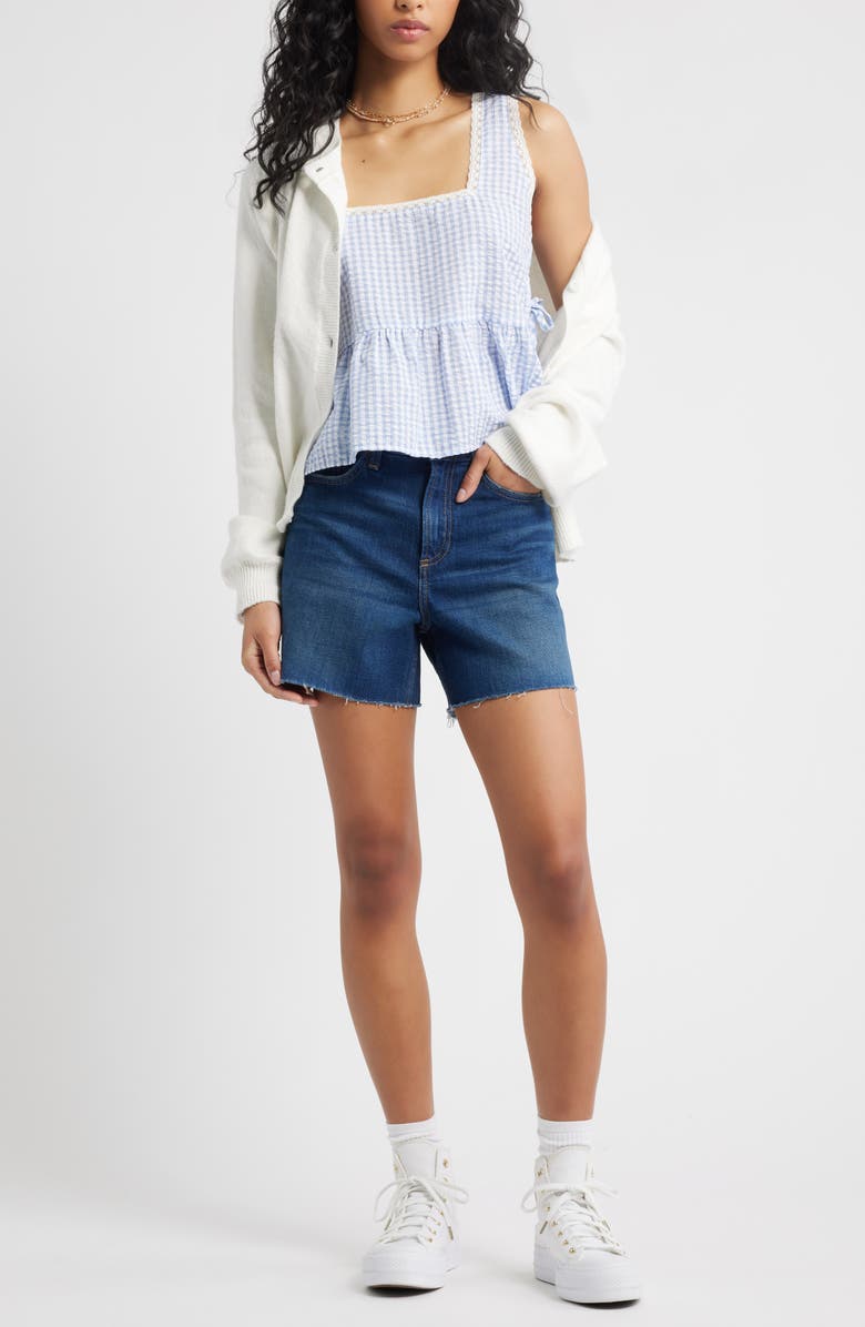 BP. Gingham Side Tie Tank, Alternate, color, Blue Helena Gingham