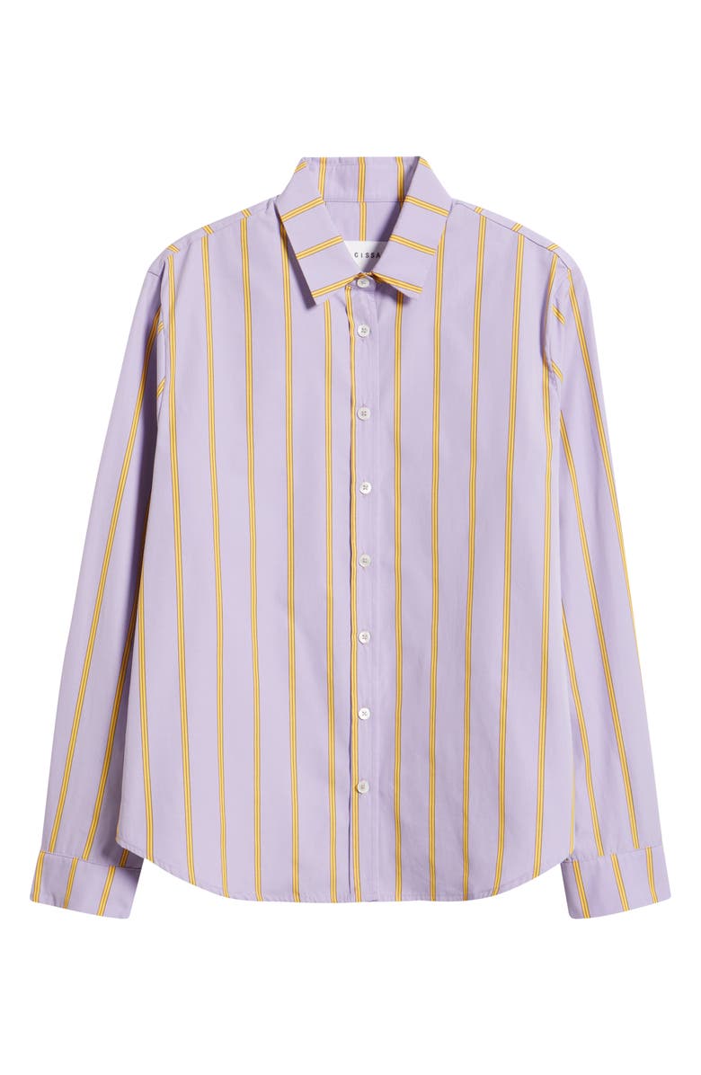 CISSA Slim Fit Stripe Cotton Button-Up Shirt, Alternate, color, Plumline Stripe