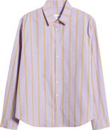 CISSA Slim Fit Stripe Cotton Button-Up Shirt