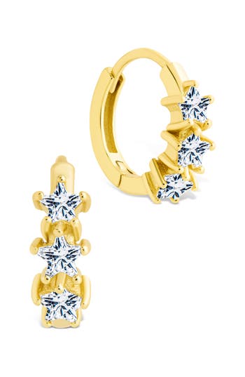 Sterling Forever Carwen Cubic Zirconia Star Huggie Hoop Earrings In Gold