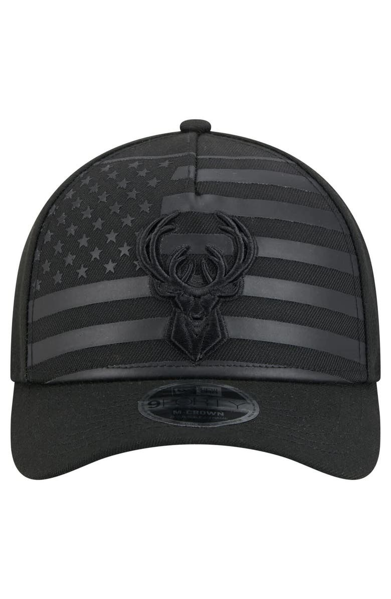 New Era Men's New Era Black Milwaukee Bucks Game Day Flag A-Frame 9FORTY Adjustable Hat, Alternate, color, Black