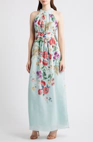 Eliza J Floral Halter Neck Maxi Dress