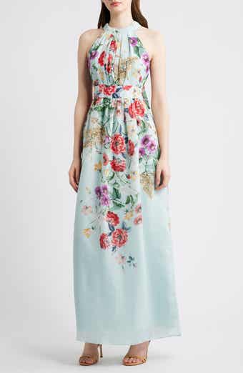 Floral Halter Neck Maxi Dress