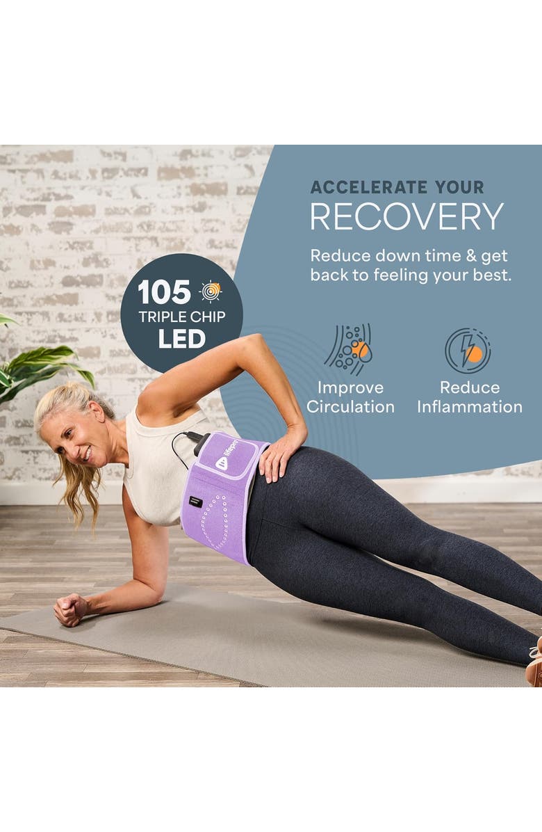 Lifepro Allevared Red Light Therapy Belt  Infrared 660nm and 850nm lights, Alternate, color, Purple