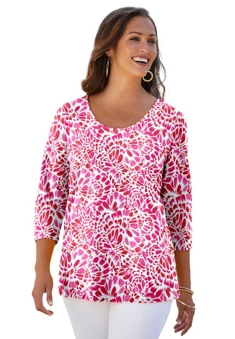 Stretch Cotton Scoop Neck Tee