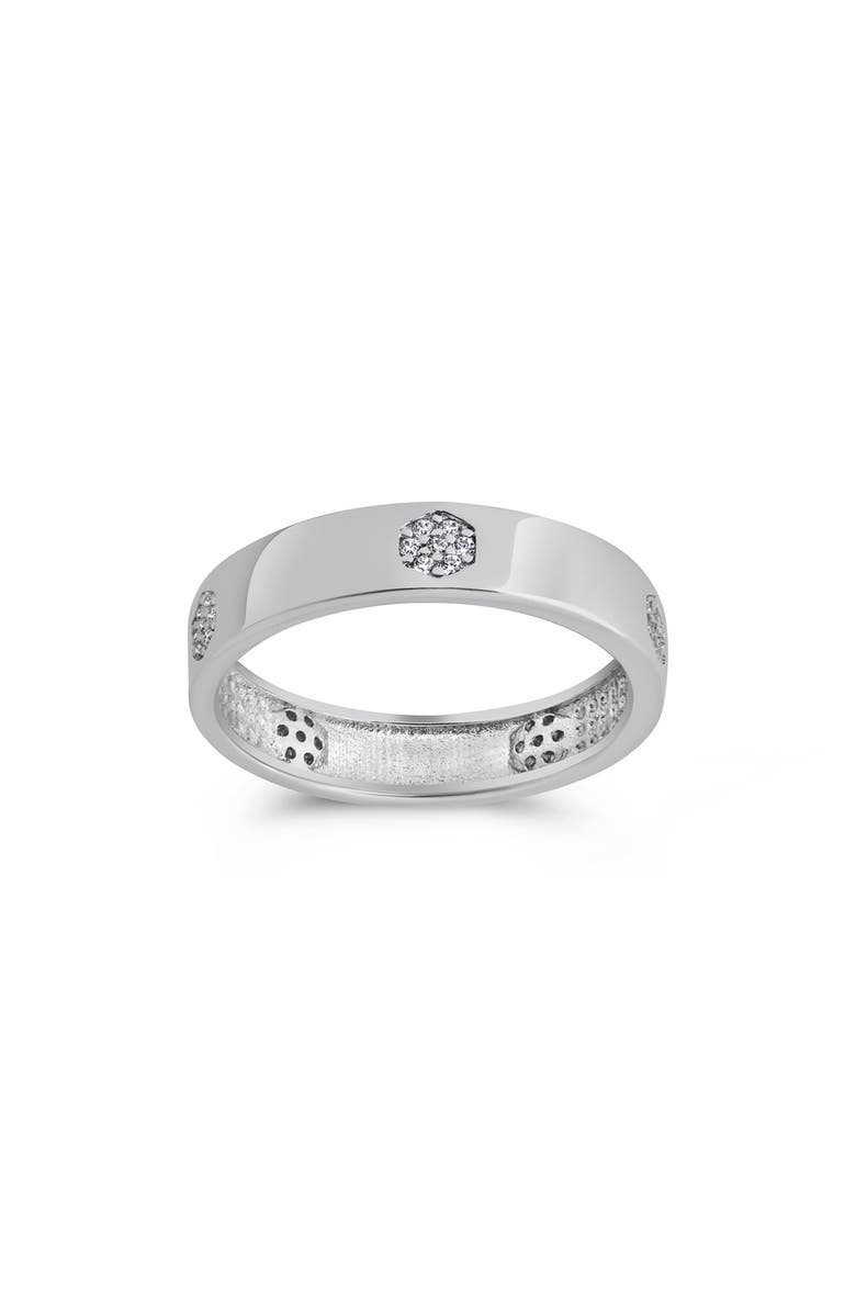 Sterling Forever Cubic Zirconia Station Band Ring, Main, color, Silver