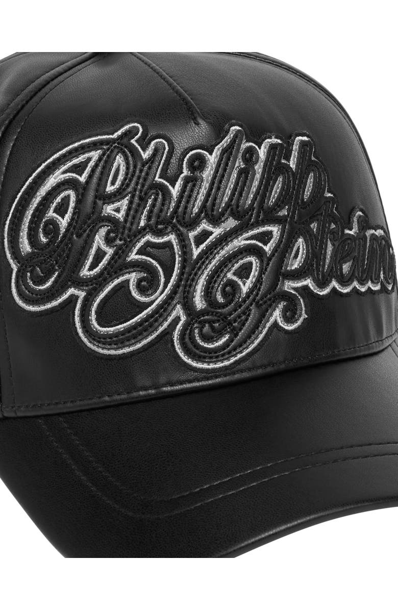 PHILIPP PLEIN Eco Leather Cap Signature Unisex, Alternate, color, Black