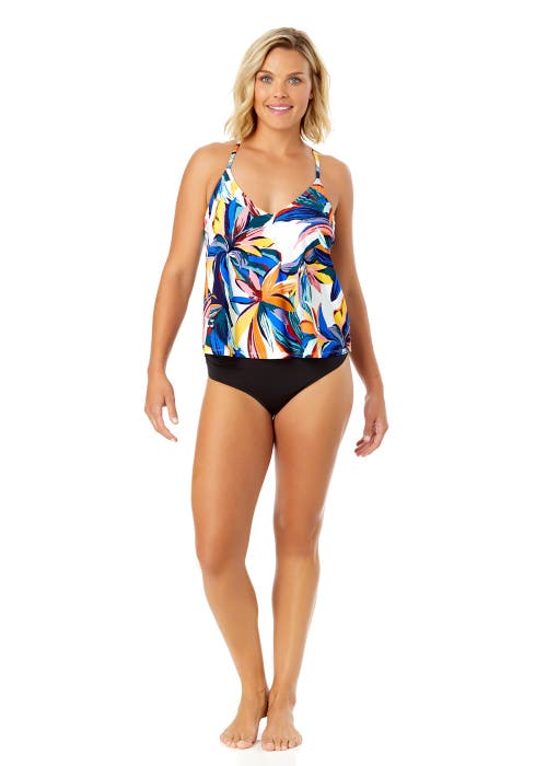 ANNE COLE RIVIERA FLORAL EASY TRIANGLE TANKINI SWIM TOP