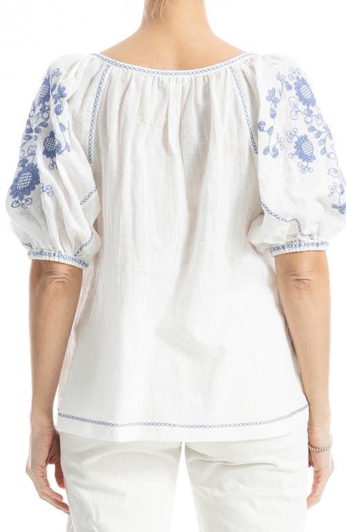 Max Studio Embroidered Puff Sleeve Top