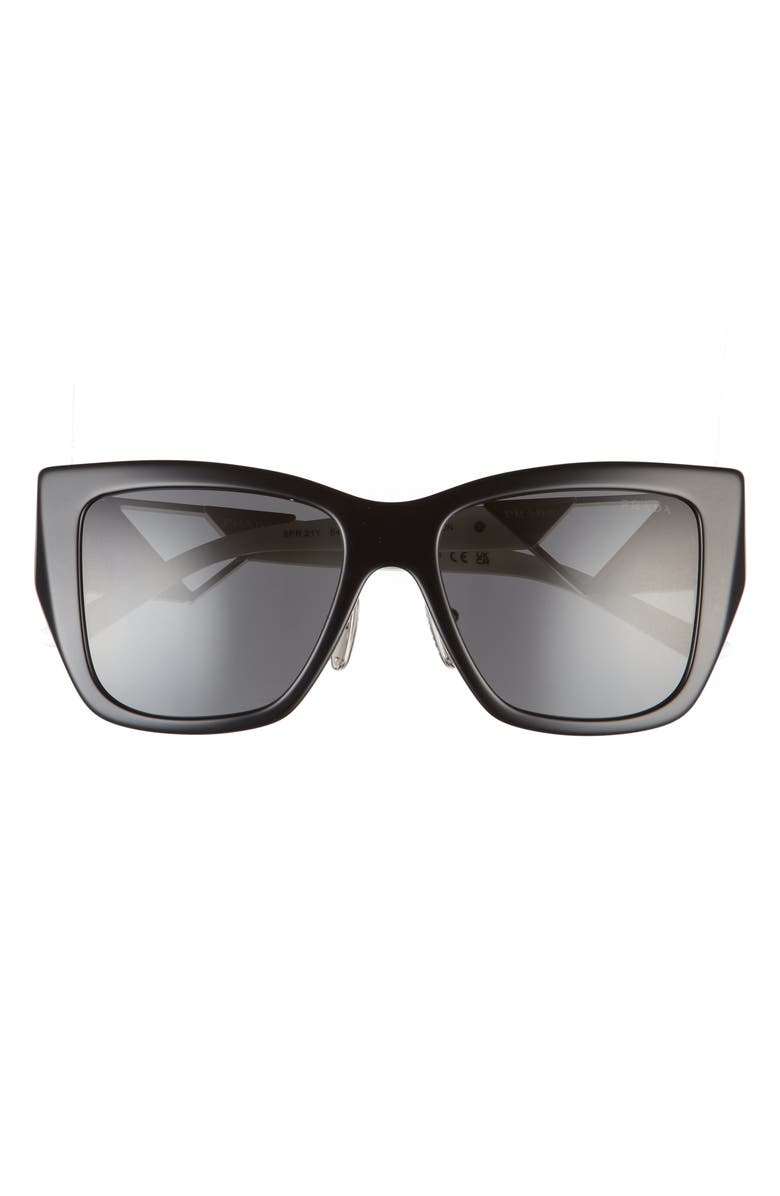 Prada 54mm Geometric Sunglasses, Main, color, Black