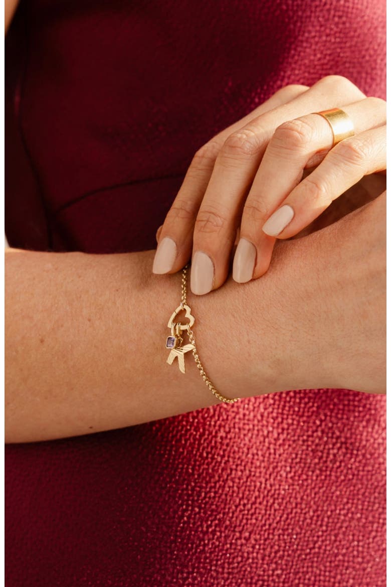 Rolo Charm Bracelet with Link Lock, Alternate, color, Silver