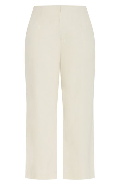 City Chic Viven Linen Blend Wide Leg Pants In Cream