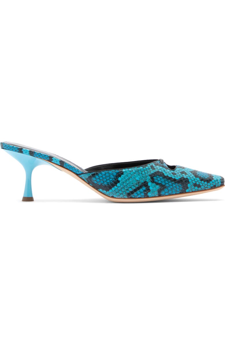 Sergio Rossi Snakeskin Embossed Leather Kitten Heel Mule, Alternate, color,