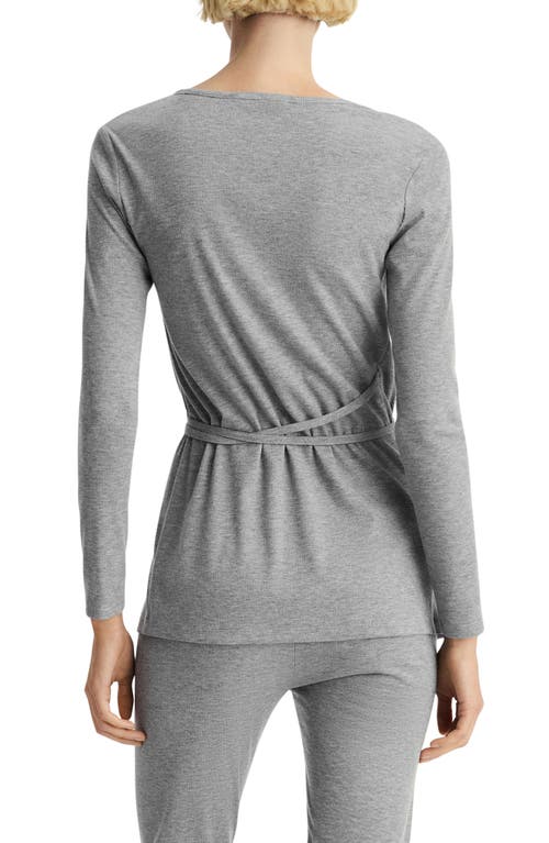Mango Wrap Rib Cardigan In Grey