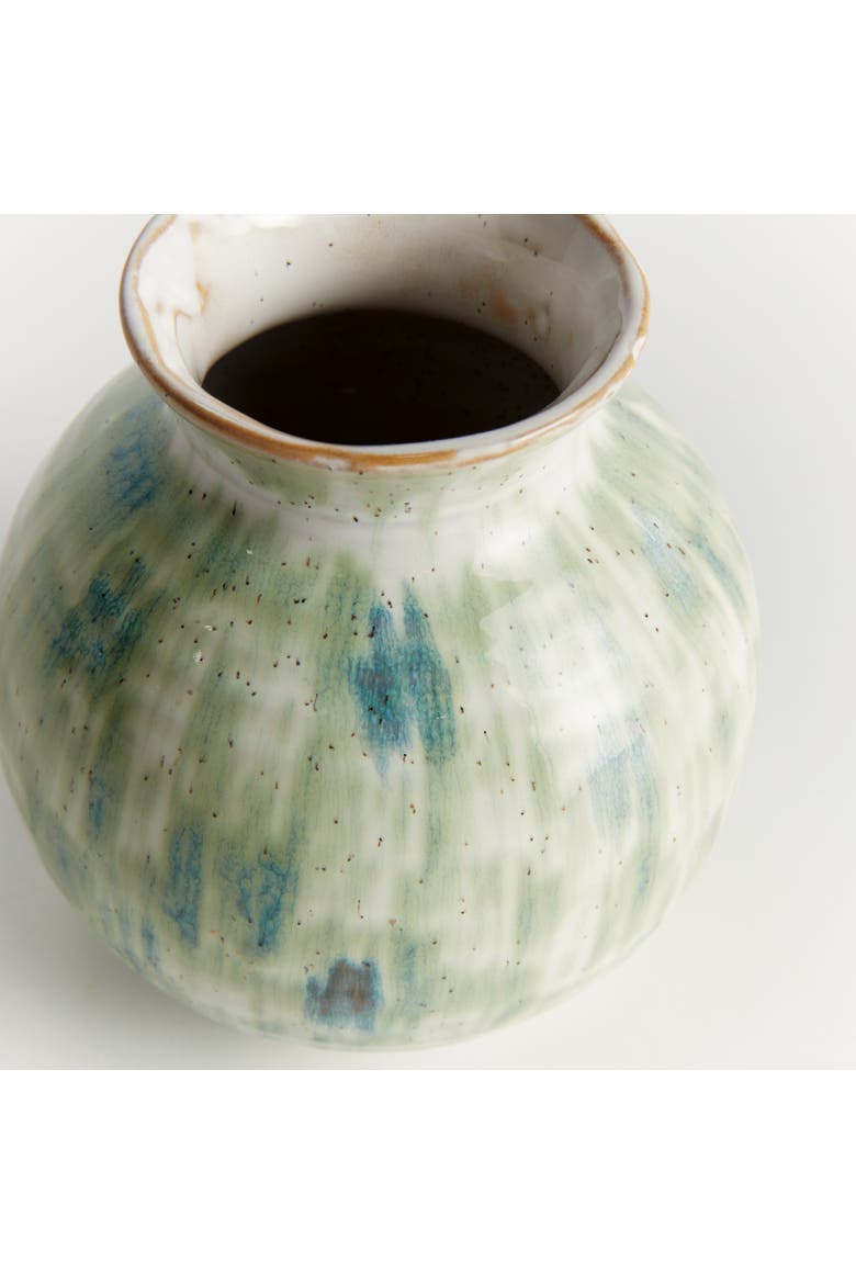 Brosse Blue Green Handpainted Glaze Stoneware Small Vase 5.5", Alternate, color, Blue