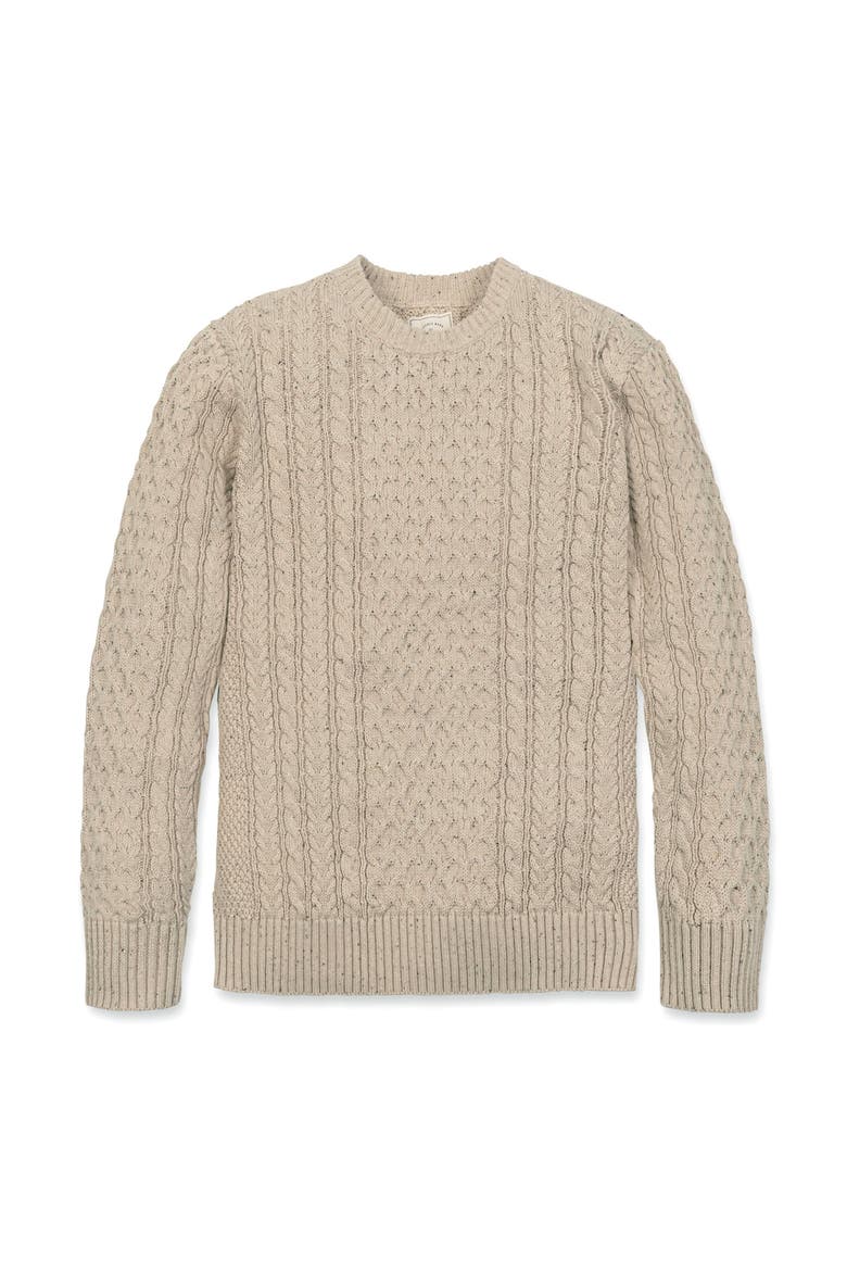 Organic Cotton Fisherman Sweater, Alternate, color, Natural Fleck