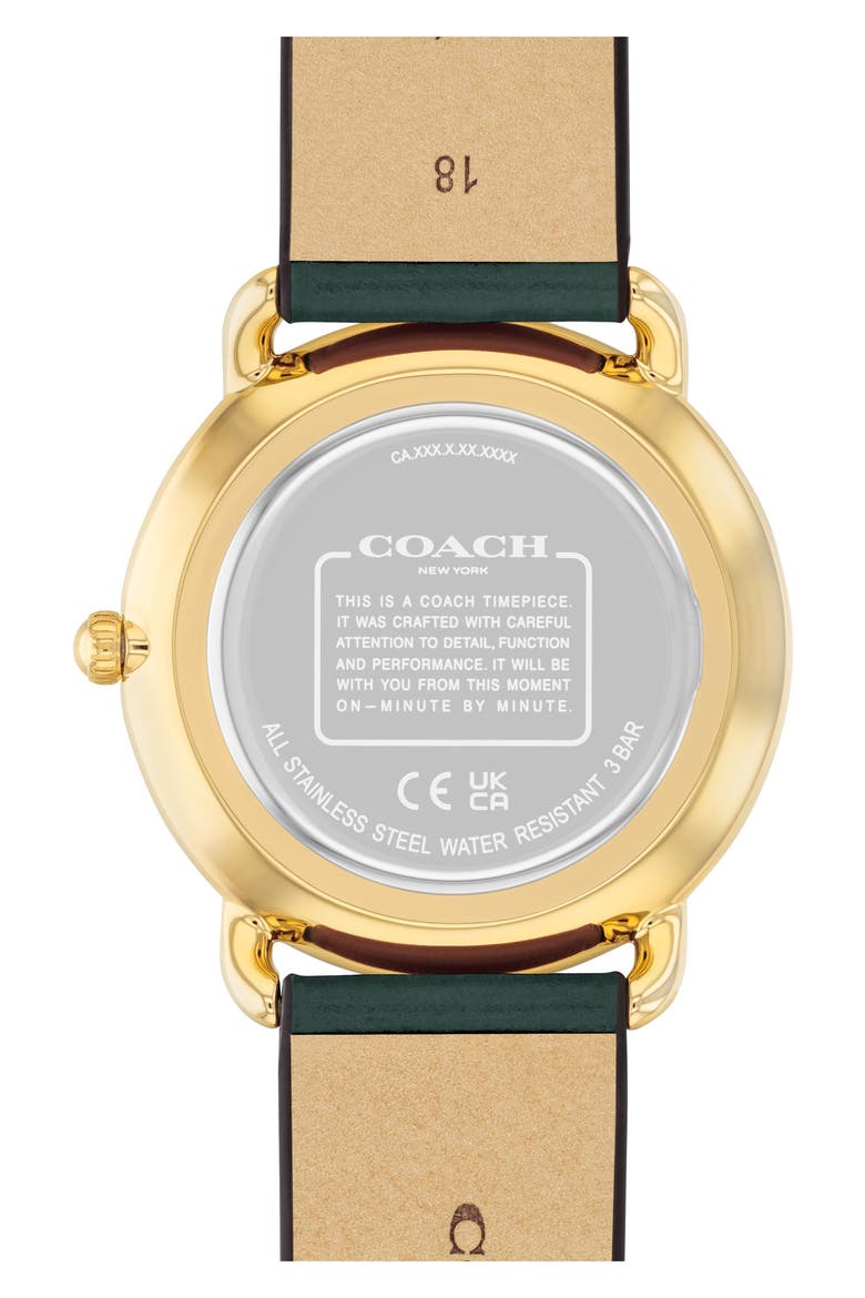 Elliot Leather Strap Watch, 36mm, Alternate, color, GOLD