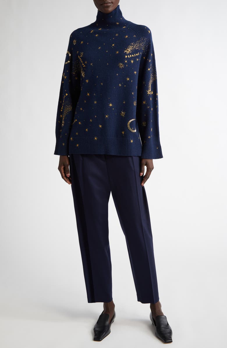 Altuzarra Jared Embroidered Virgin Wool Turtleneck Sweater, Alternate, color, 