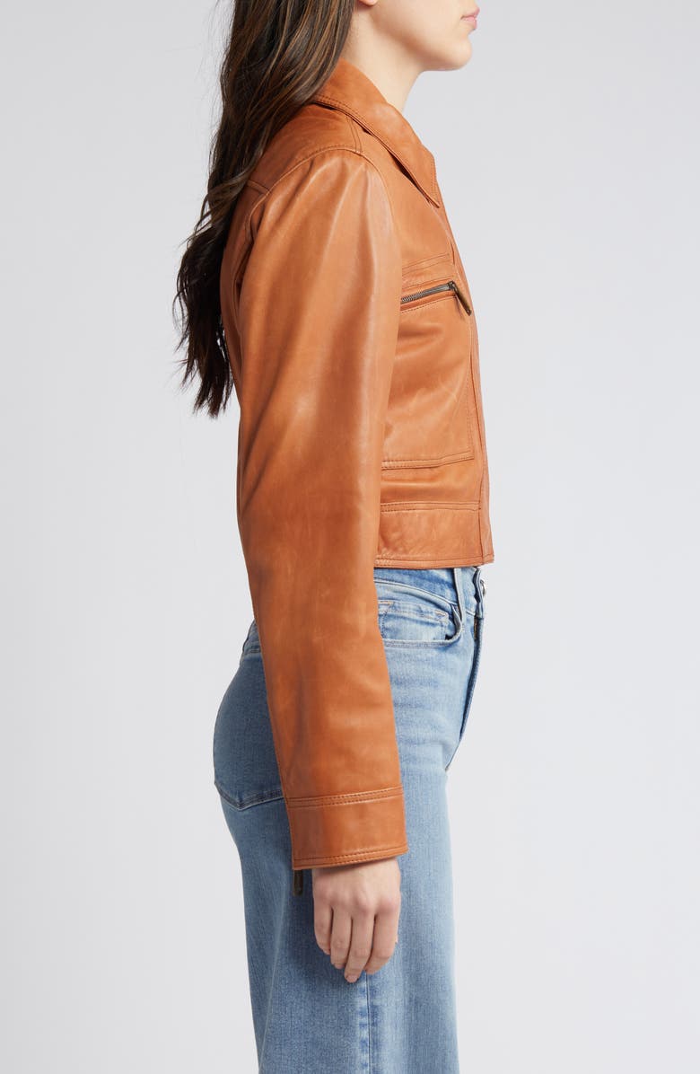 FRAME Crop Leather Moto Jacket, Alternate, color,