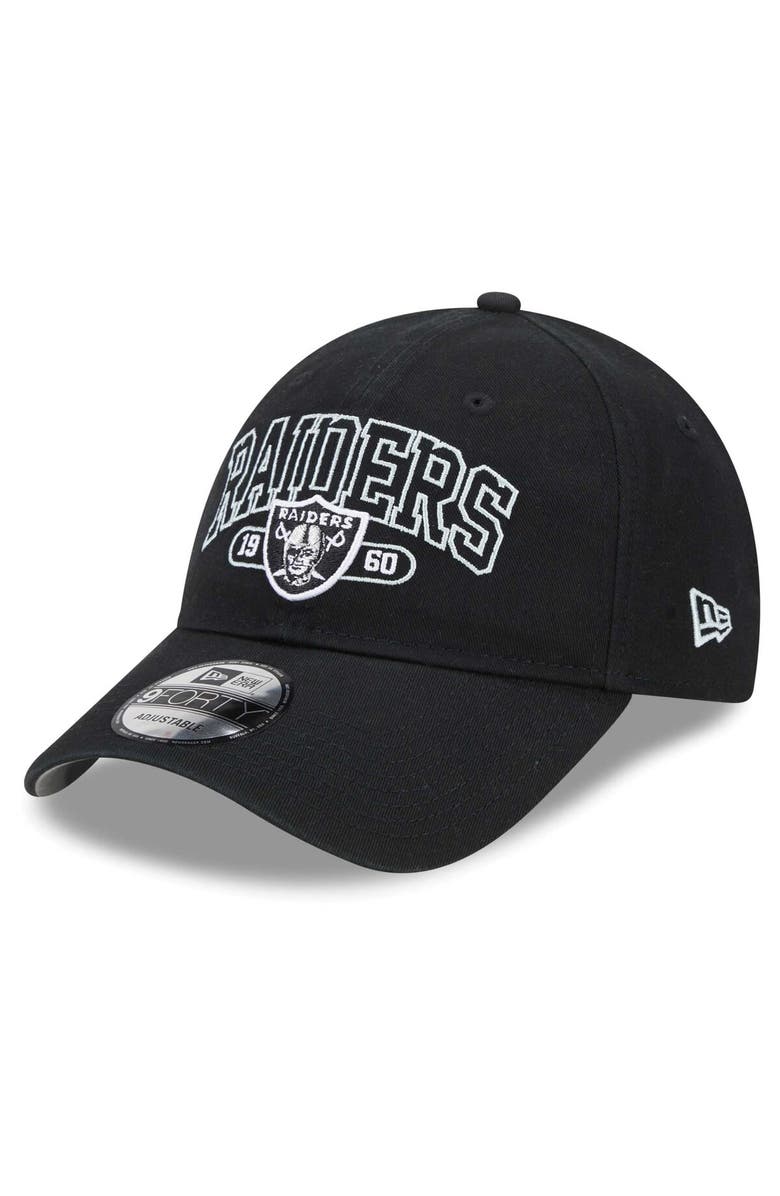 New Era Men's New Era Black Las Vegas Raiders Outline 9FORTY Snapback Hat, Main, color, 