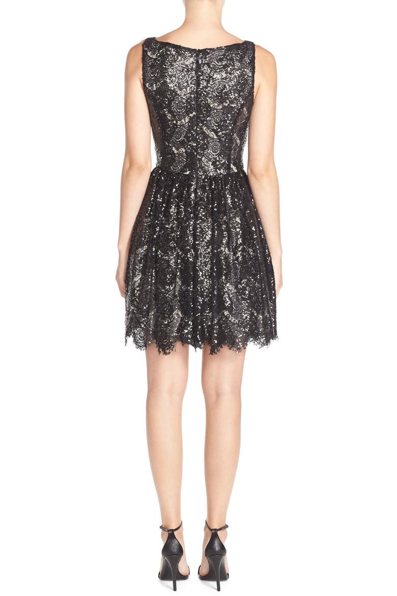 BB Dakota 'Sabrina' Sequin Fit & Flare Dress, Alternate, color, BLACK