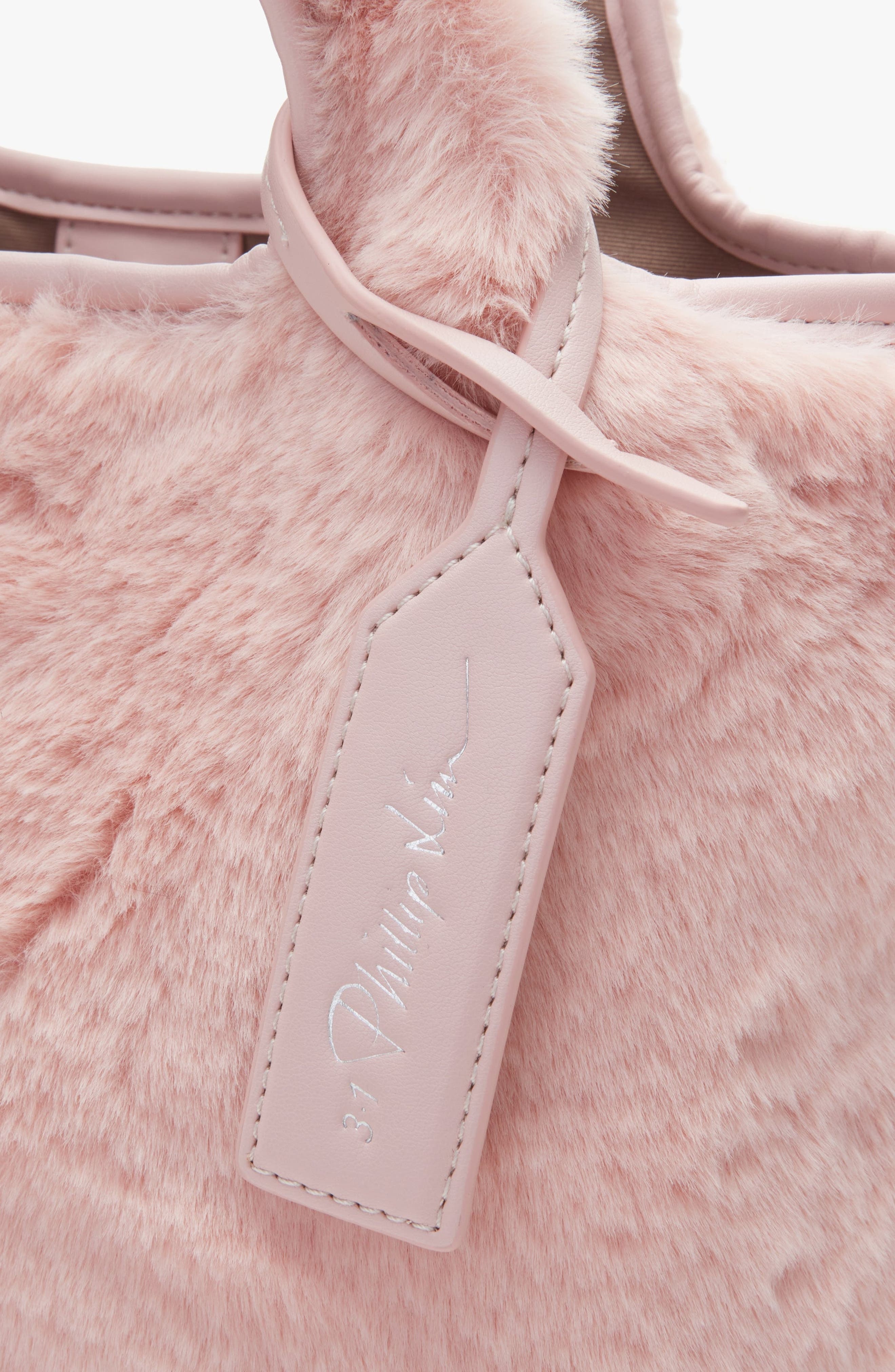 Faux Fur Market Tote, Alternate, color, Blush