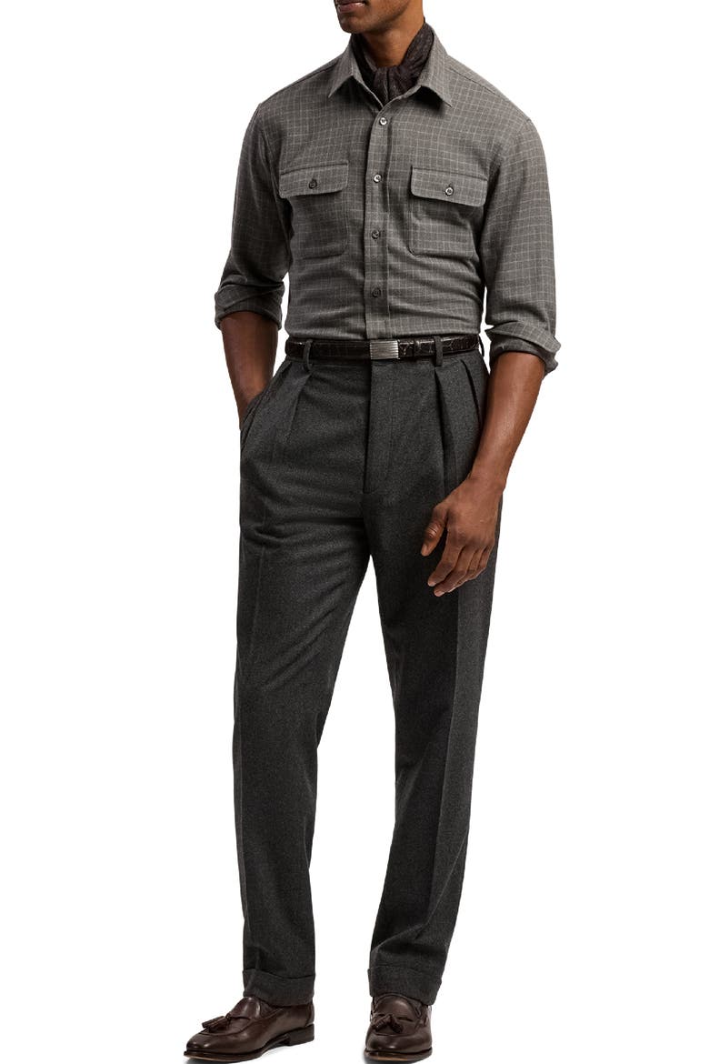 Cooper Tattersall Check Cotton Flannel Button-Up Shirt, Alternate, color, MEDIUM GREY MELANGE