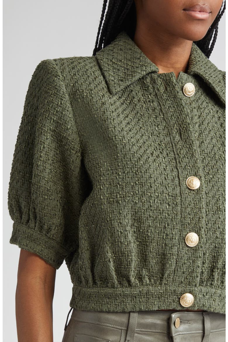 Cove Short Sleeve Tweed Crop Jacket, Alternate, color, BEETLE