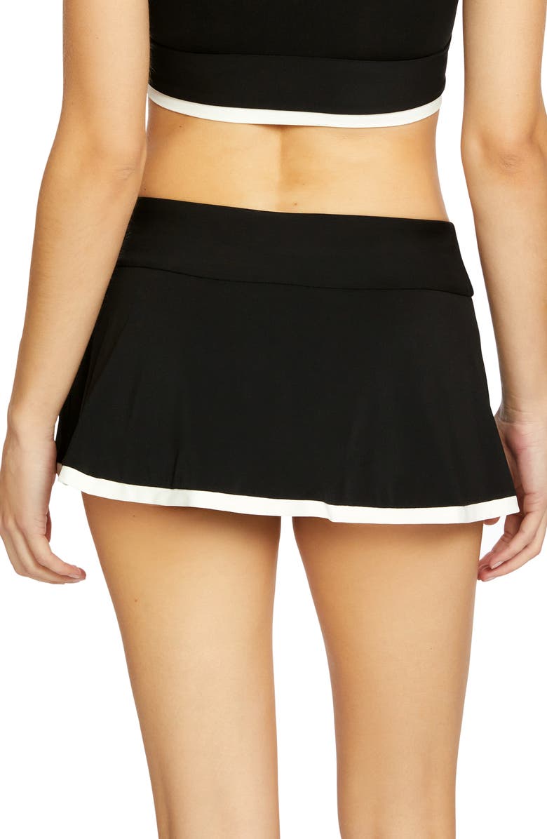 Robin Piccone Tierna Pleated Skirted Bikini Bottoms, Alternate, color, Black/ Cream