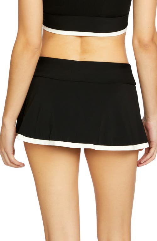 Robin Piccone Tierna Pleated Skirted Bikini Bottoms In Black/cream