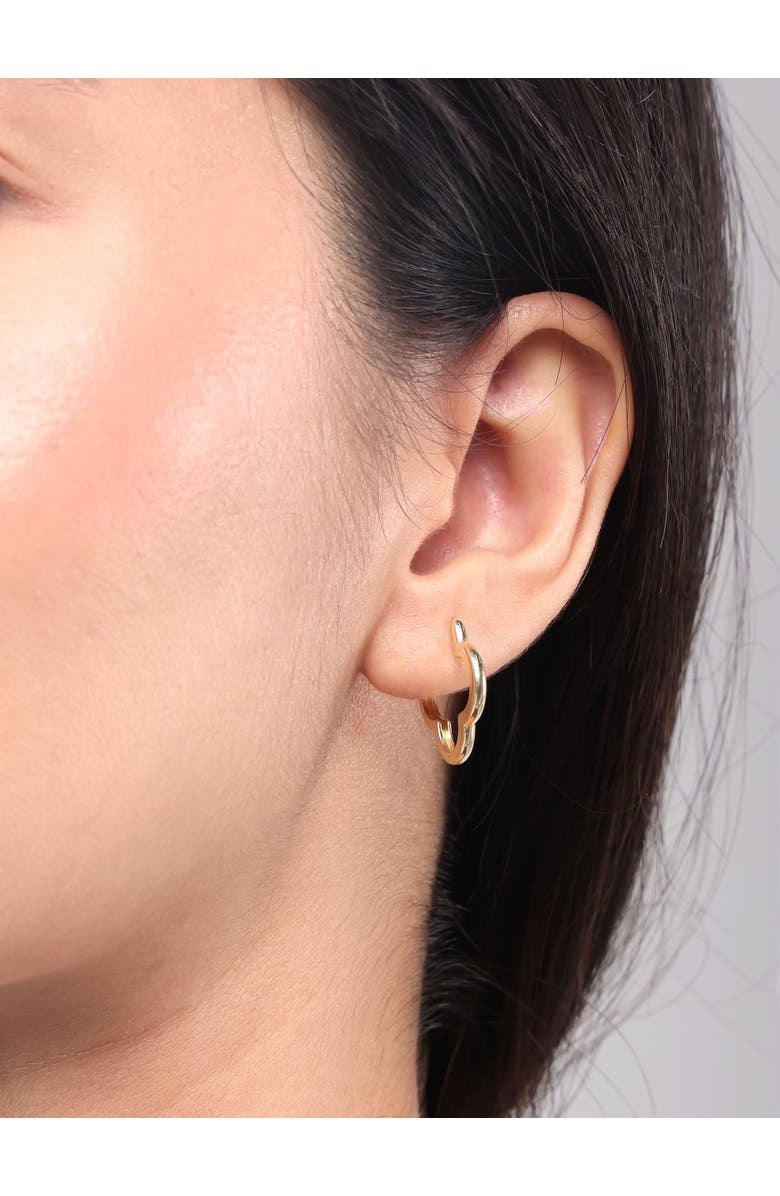 DEVATA Clover Hoop Earrings in 14K Gold, 18mm, Alternate, color, Yellow Gold