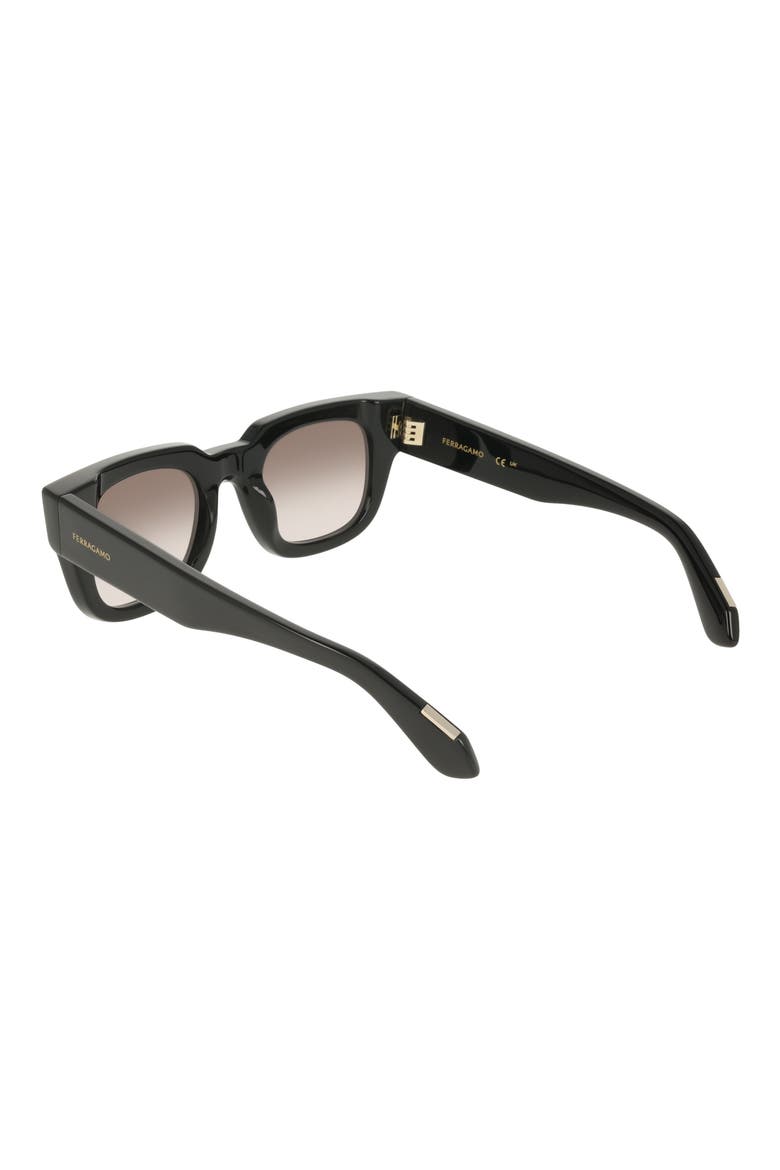 49mm Small Rectangle Sunglasses, Alternate, color, BLACK