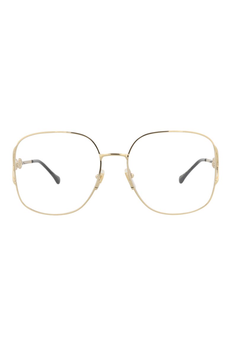 58mm Square Optical Glasses, Main, color, GOLD GOLD TRANSPARENT