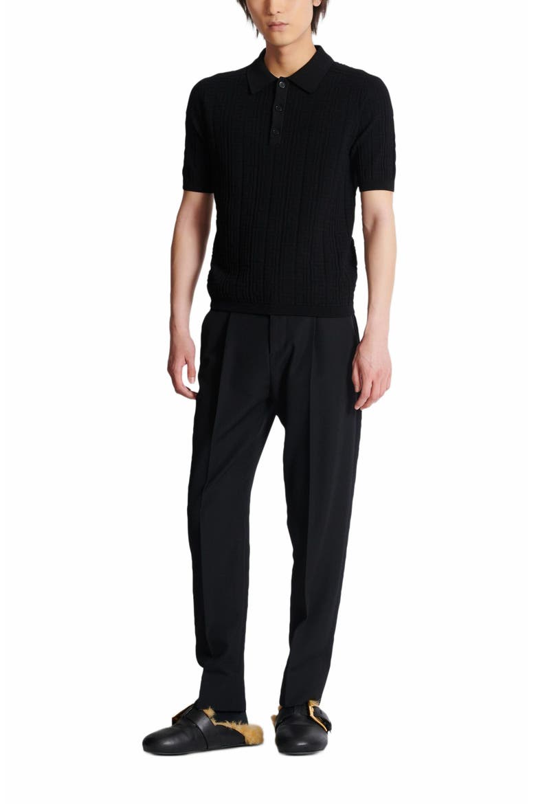 Monogram Knit Polo Shirt, Alternate, color, Black