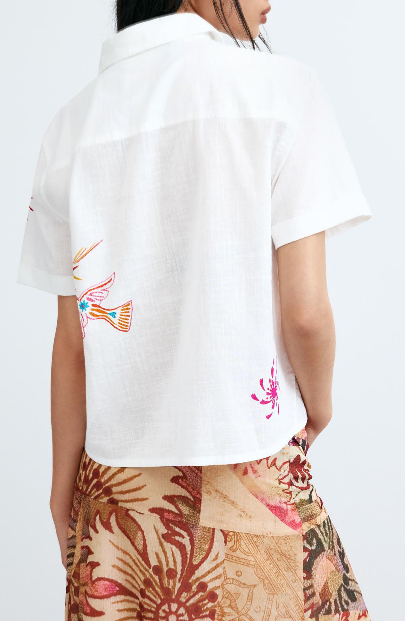Beaded Applique Woven Shirt - image 2