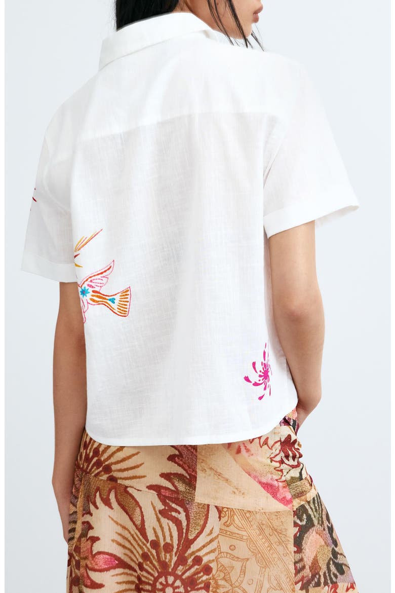 Beaded Appliqué Woven Shirt, Alternate, color, WHITE