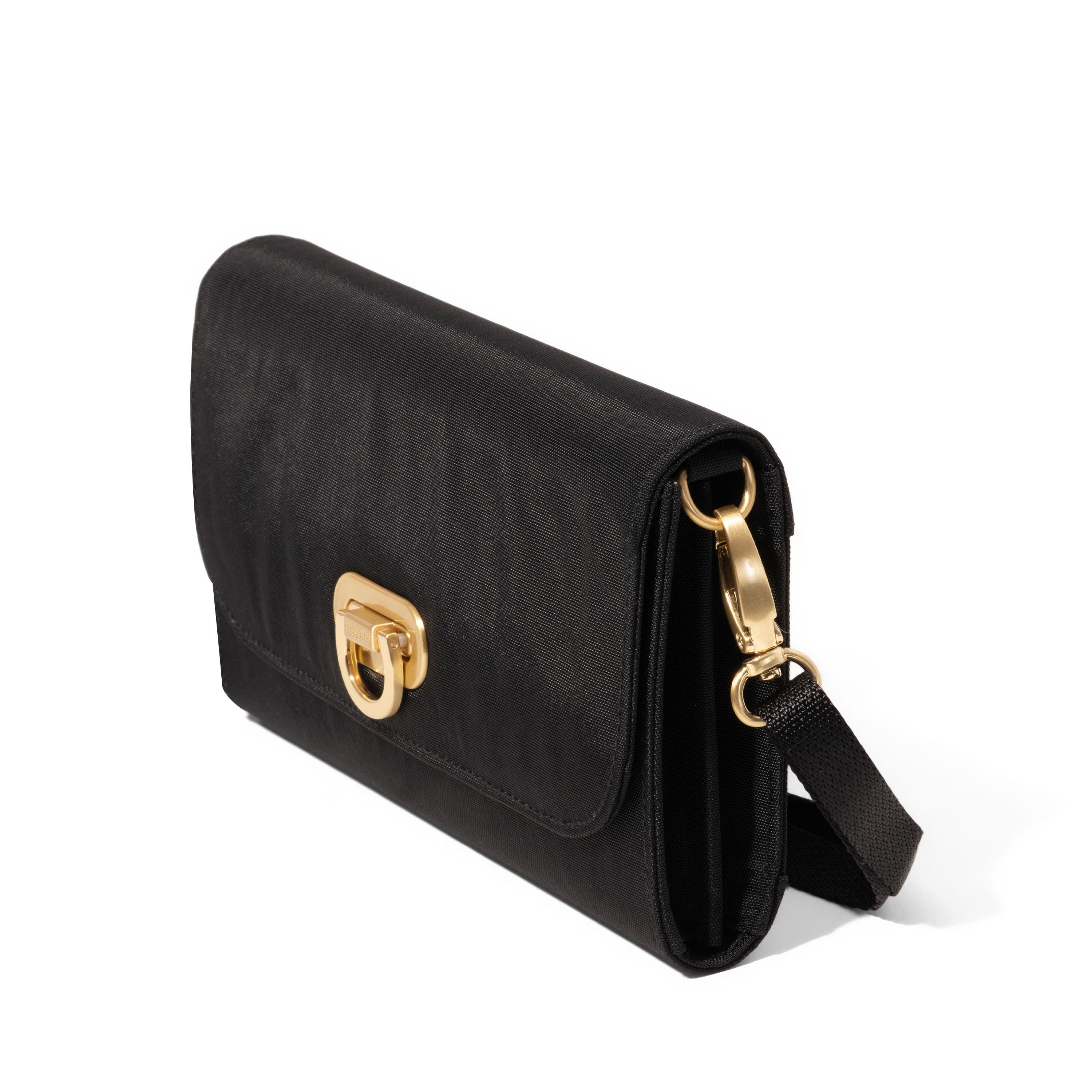 BAGGALLINI Coastal Flip Lock RFID Phone Wallet Crossbody Bag, Alternate, color, Black With Gold Hardware