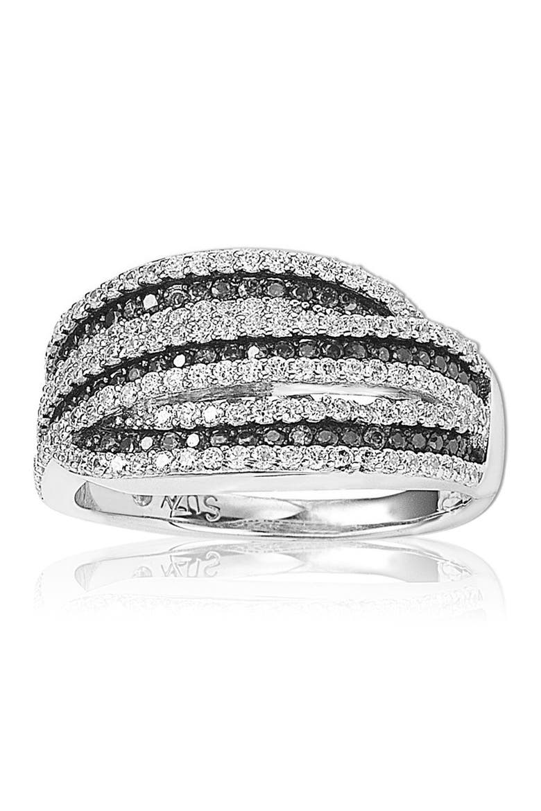 Sterling Silver Pave Set CZ Ring, Main, color, BLACK