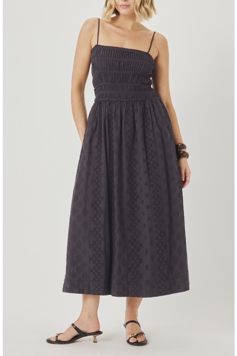 Kenzie Eyelet Sleeveless Maxi Dress, Main, color, LEAD GREY