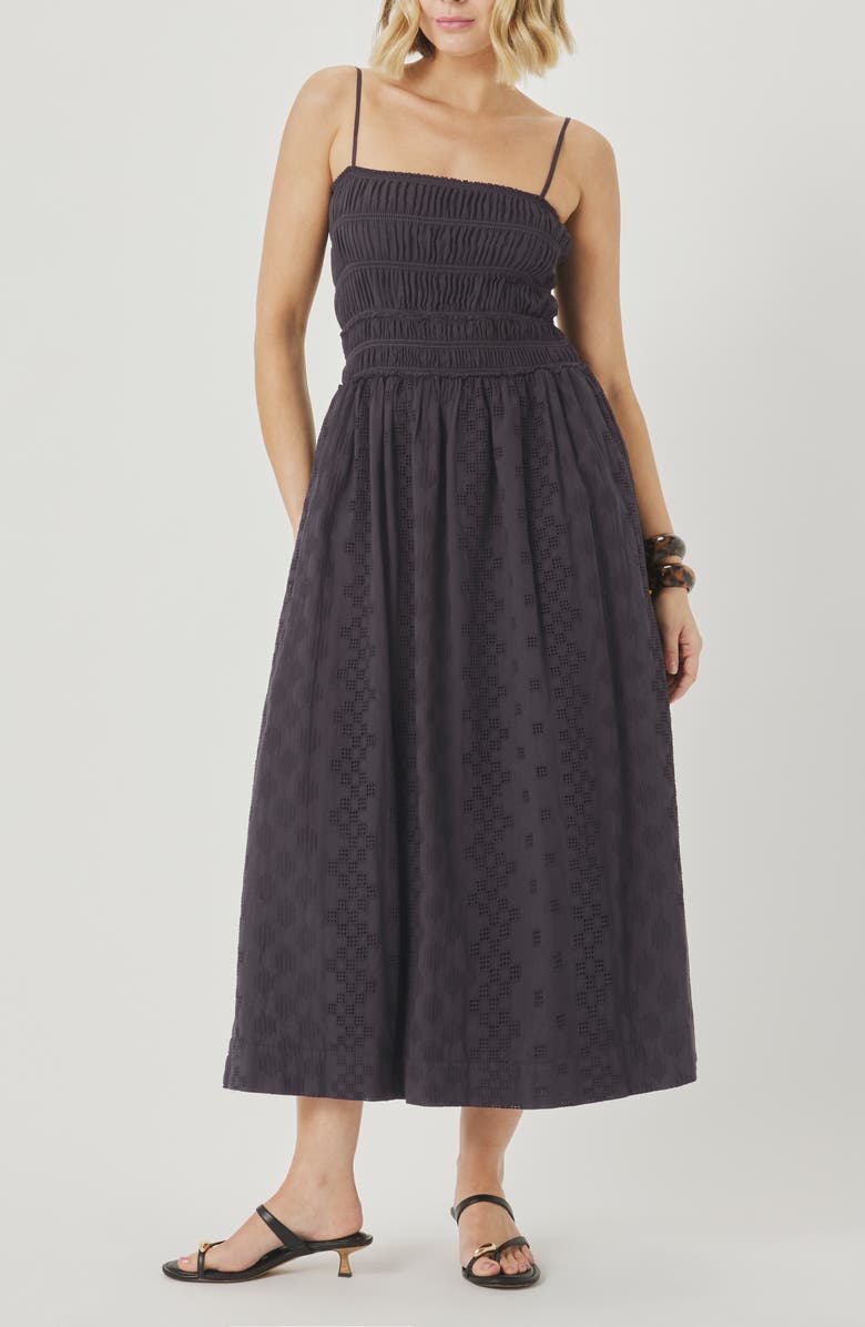Splendid Kenzie Eyelet Sleeveless Maxi Dress, Main, color, Lead Grey
