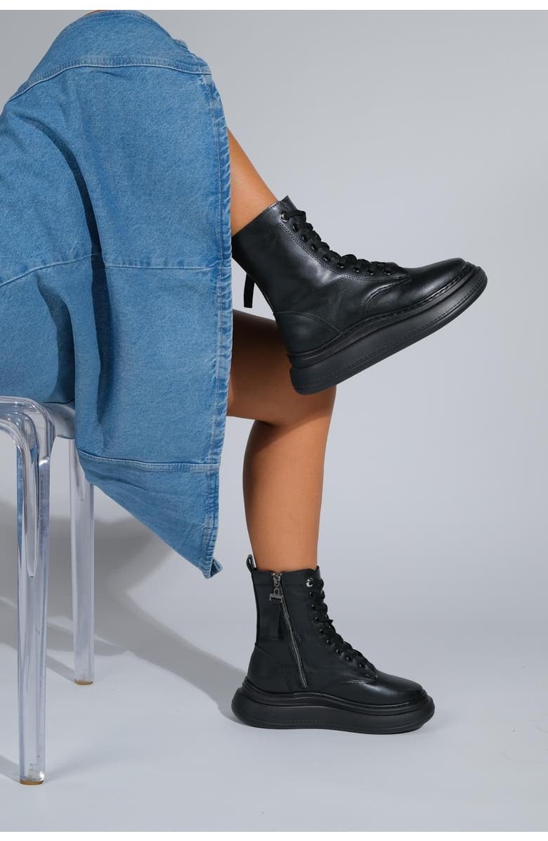 Forever & Always Shoes Nicolas Leather Combat Boot, Alternate, color,