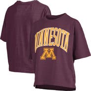 PRESSBOX Women's Pressbox Maroon Minnesota Golden Gophers Nelson Arch Over Logo Waist Length Oversized Slub T-Shirt