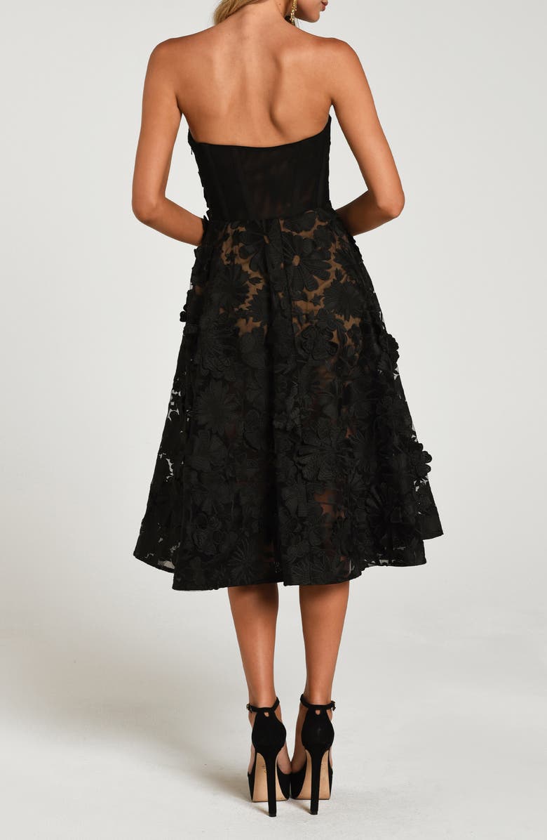 HELSI Florence Floral Appliqué Strapless Midi Dress, Alternate, color, 