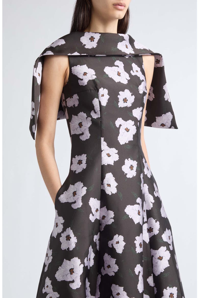 Cyralisse Cape Sleeve Dress, Alternate, color, BREEZY POPPY-CHOC/LILAC