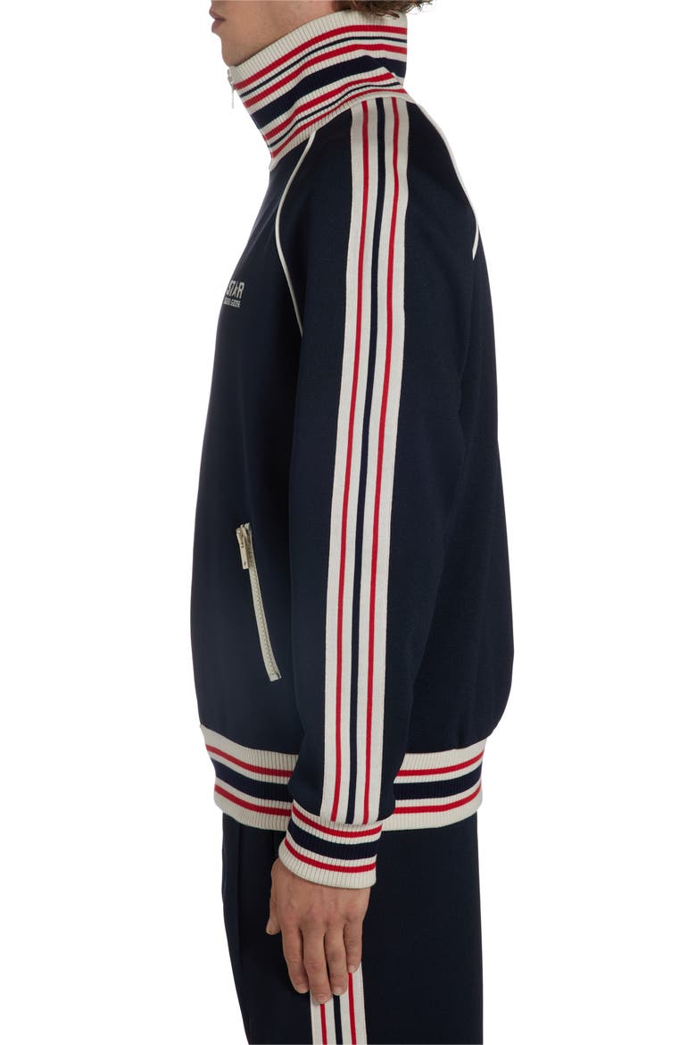 Stripe Trim Raglan Sleeve Track Jacket, Alternate, color, DARK BLUE/ PAPYRUS