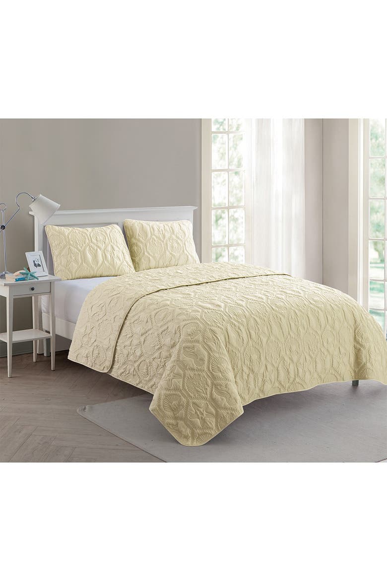 Shore Embossed Quilt Set - Queen, Alternate, color, TAN