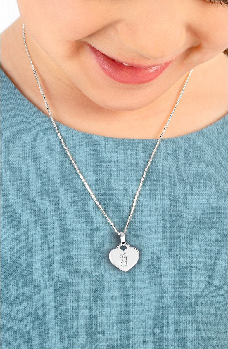 Tiny Blessings Sterling Silver Baby Heart & Engraved Initial 12-14" Necklace, Alternate, color, Silver - G