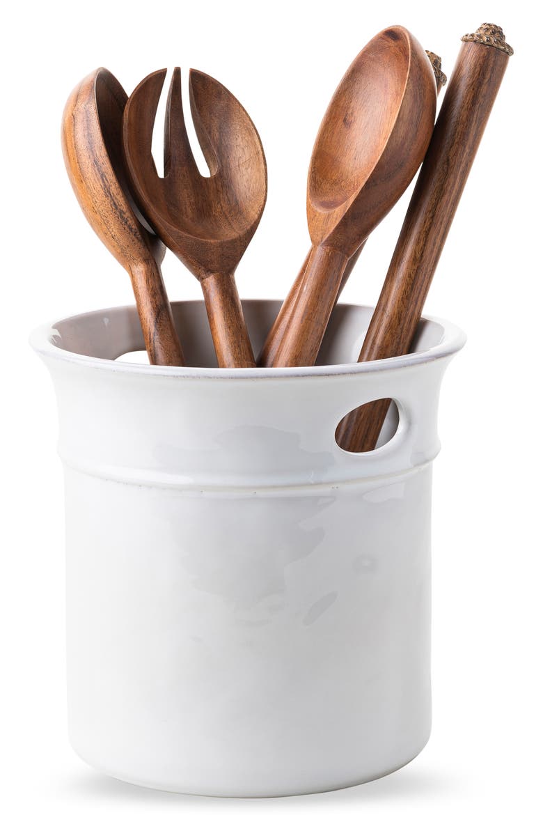 Puro Whitewash Utensil Crock, Alternate, color, WHITEWASH